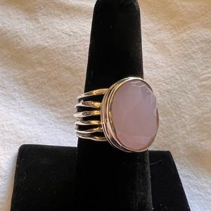 Silpada Sterling Silver Pink Rose colored glass ring